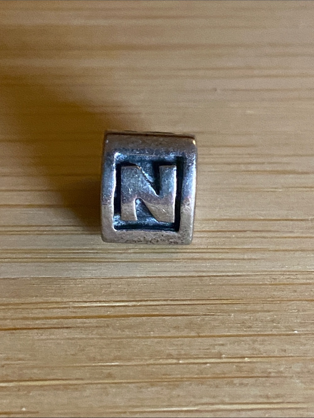 Pandora Silver Letter 'N' Threaded Charm Retired